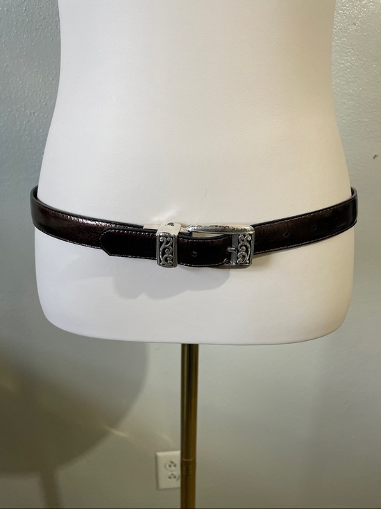 Brighton Reversible Black Bronze Leather Belt W34 Etched Buckle Western Classic main image 8